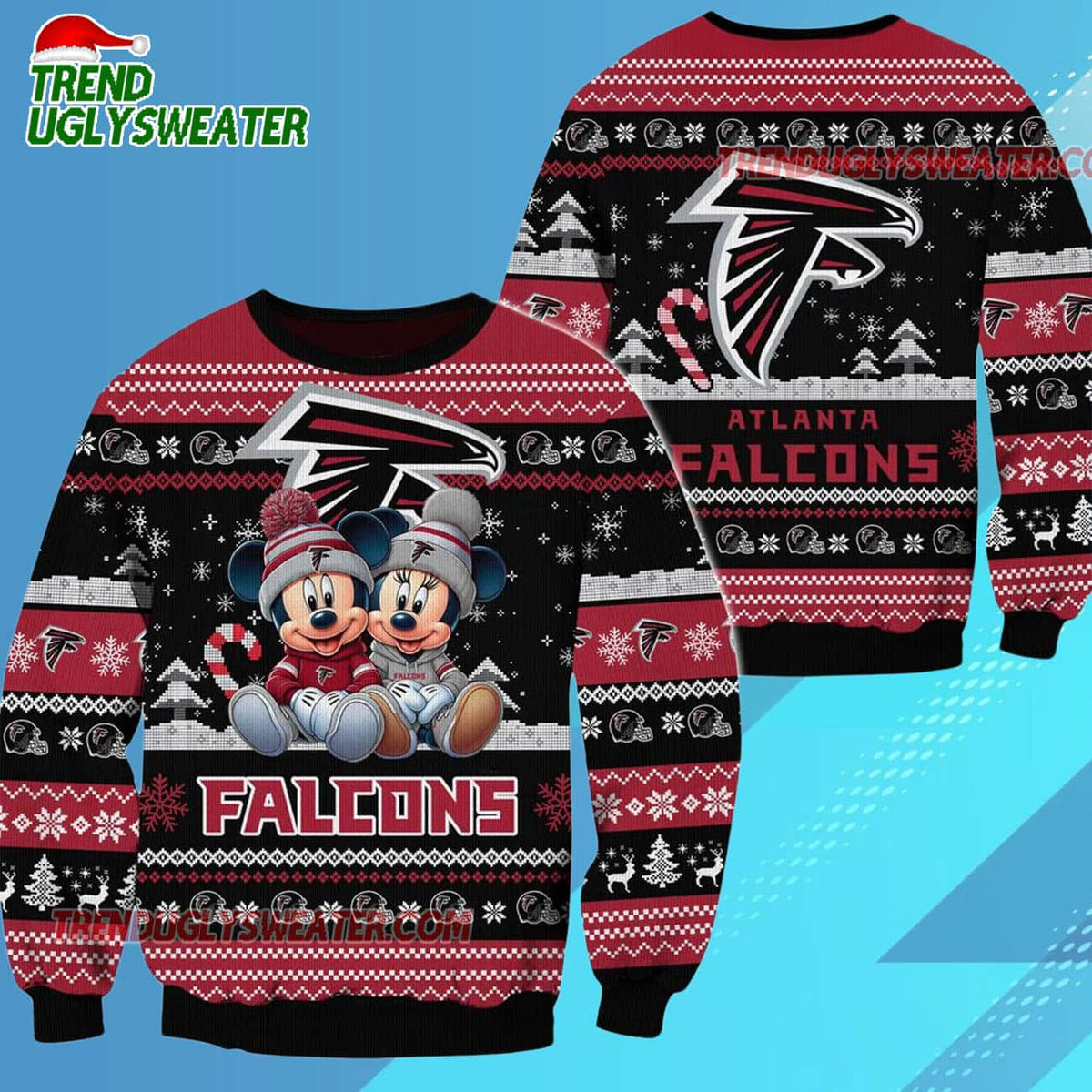 Atlanta Falcons NFL Mickey Minnie Ugly Christmas Sweater