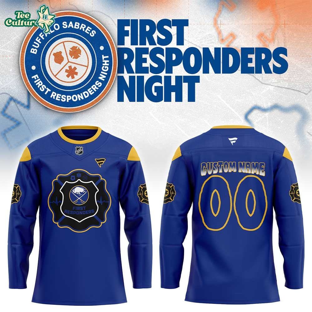 Buffalo Sabres First Responders Night 2026 Blue Hockey Jersey Custom Name, Number