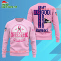 Baltimore Ravens 2025 NFL My God Is Stronger Than Breast Cancer Chritmas Sweater