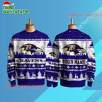 Personalized Baltimore Ravens NFL Snow Ugly Christmas Sweater