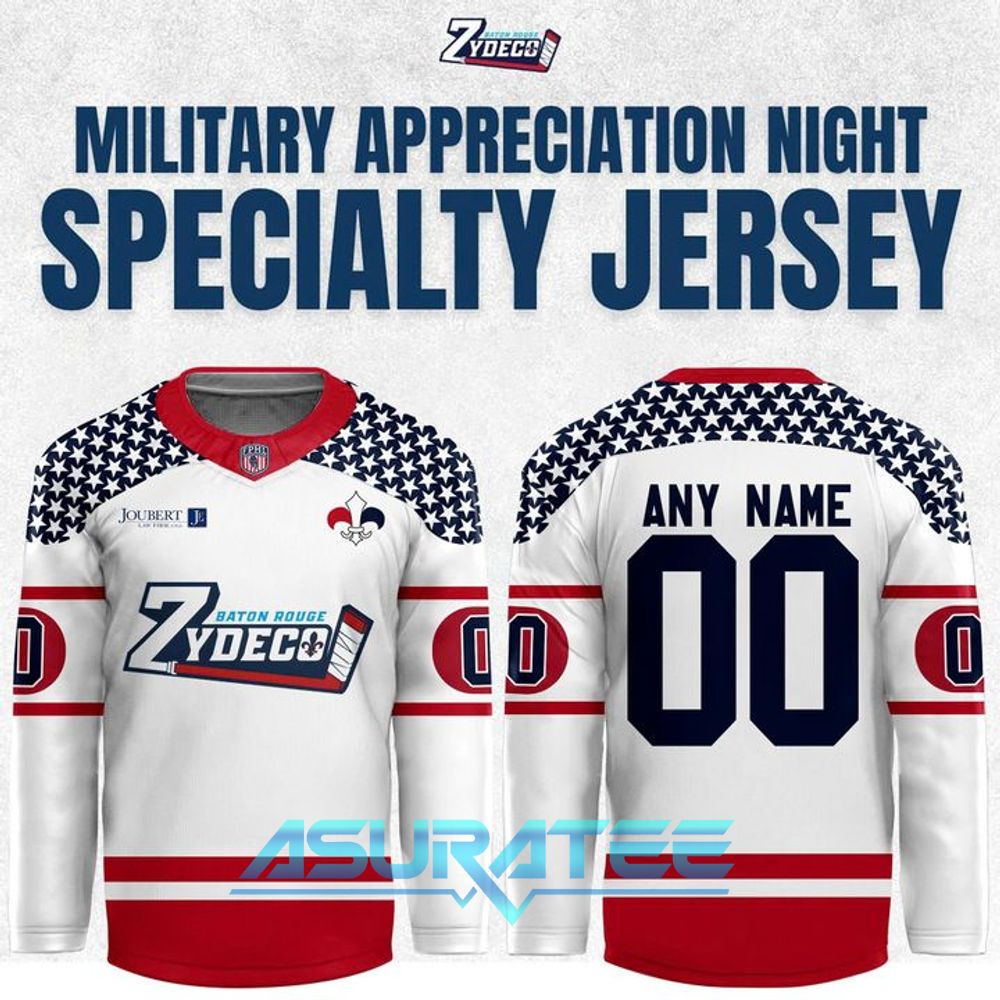 Baton Rouge Zydeco Military Appreciation Night Hockey Jersey 2025