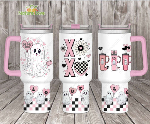 Be My Boo Cute Ghost 40oz Tumbler With Handle Valentine Gift