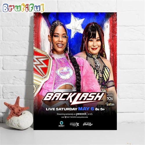 Bianca Belair Vs Iyo Sky At WWE Backlash For WWE Raw Womens Champion Wall Art Poster Canvas