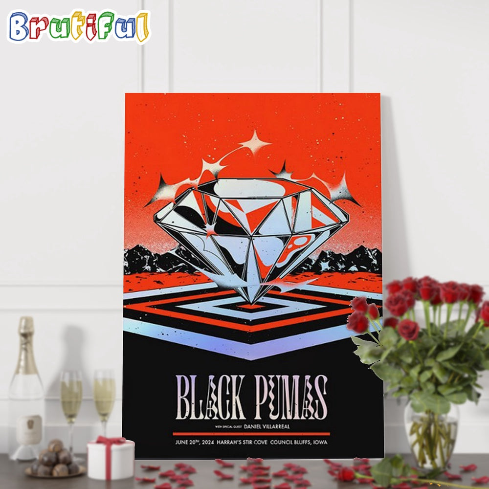 Black Pumas June 20 2024 Harrah’s Stir Cove Council Bluffs Iowa Tour Wall Art Poster Canvas