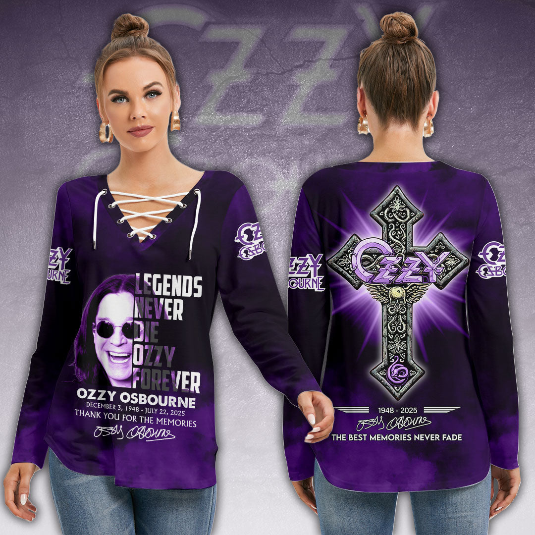 Black Sabbath x Ozzy Osbourne Women's Long Sleeve Neckline Tie Sweatshirt – HOATT12471