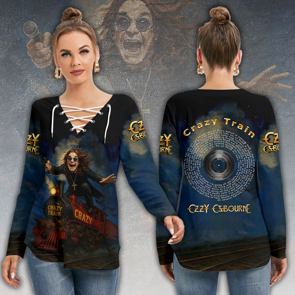 Black Sabbath x Ozzy Osbourne Women's Long Sleeve Neckline Tie Sweatshirt – HOATT12548