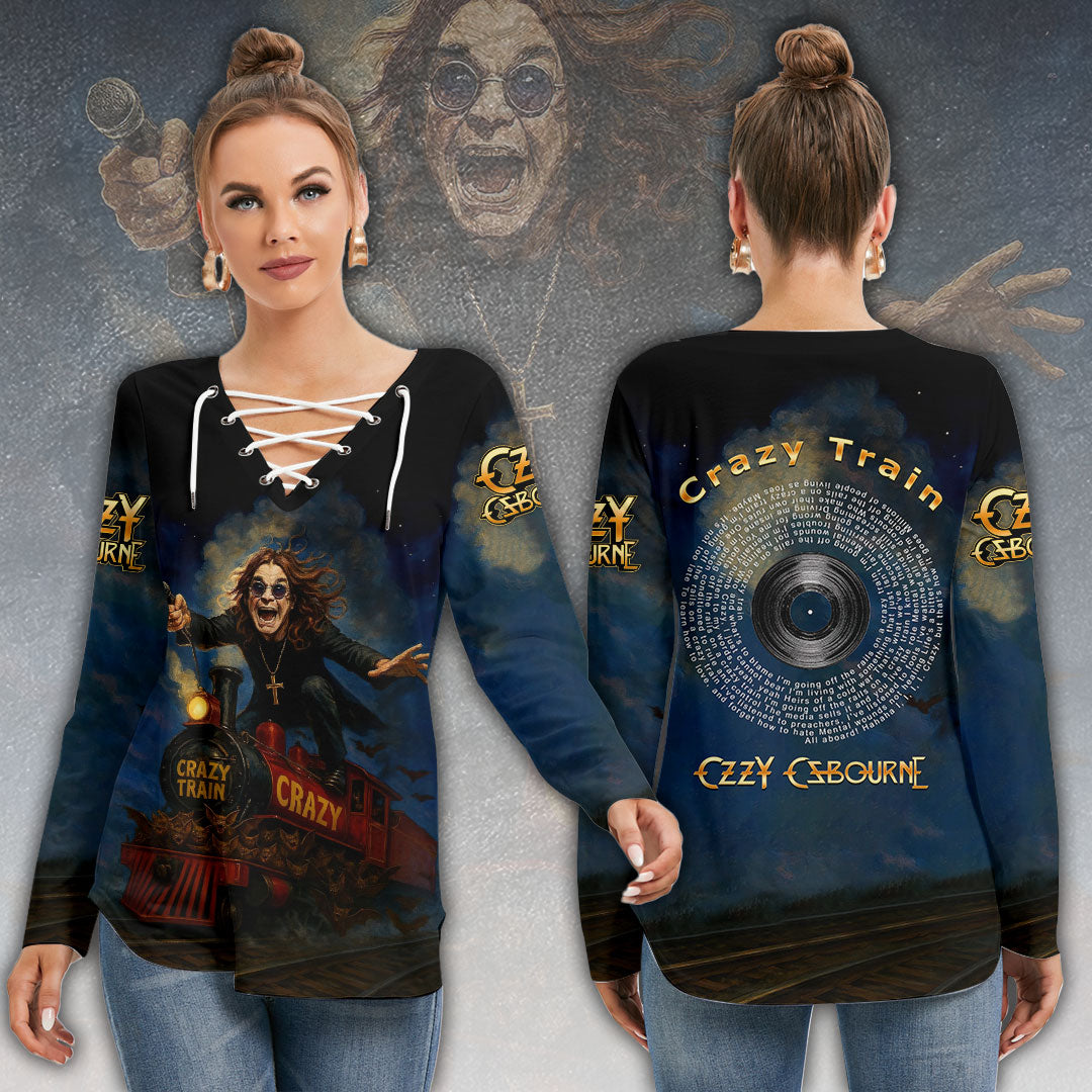 Black Sabbath x Ozzy Osbourne Women's Long Sleeve Neckline Tie Sweatshirt – HOATT12548