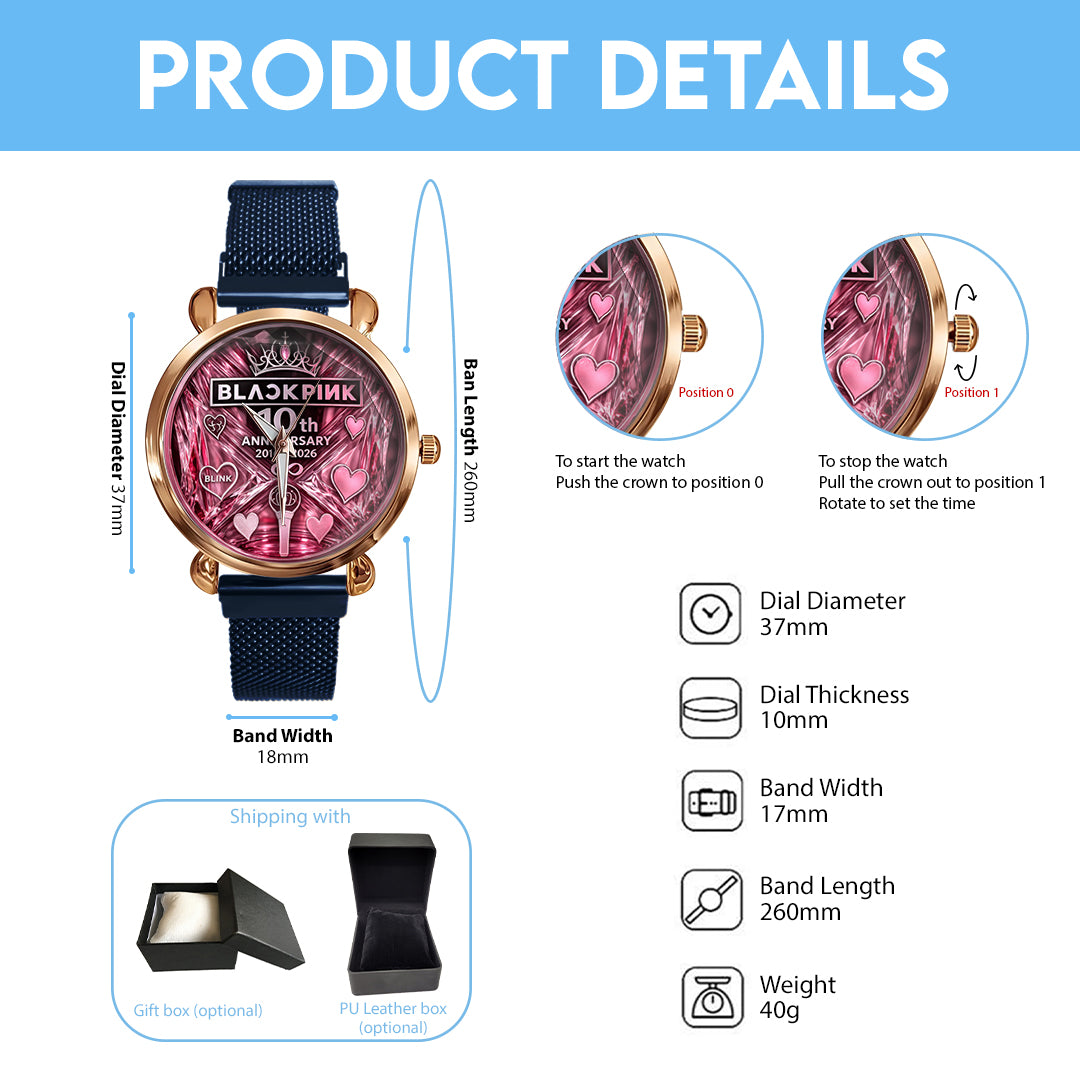 Blackpink 10th Anniversary Mesh Strap Quartz Watch – HOATT16626