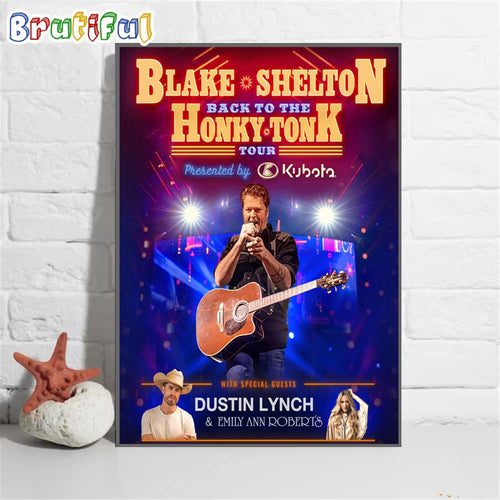 Blake Shelton Back To The Honky Tonk Tour 2024 Wall Art Poster Canvas