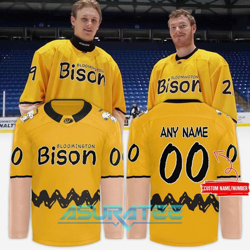 Bloomington Bison 2025 Peanuts-themed Teddy Bear Toss Hockey Jersey