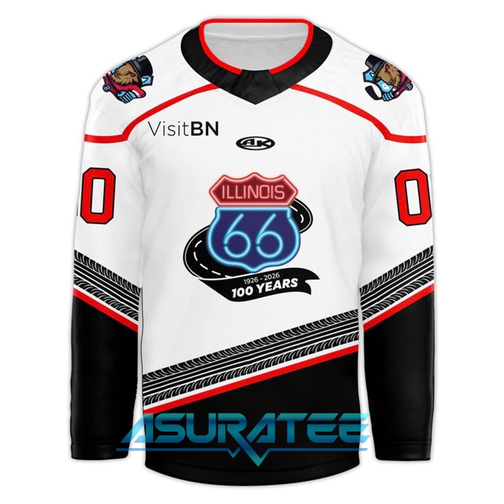 Bloomington Bison Honoring The Centennial Of Route 66 Hockey Jersey