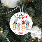 Bluey Christmas Custom Family Name on Ornament Xmas Decorations