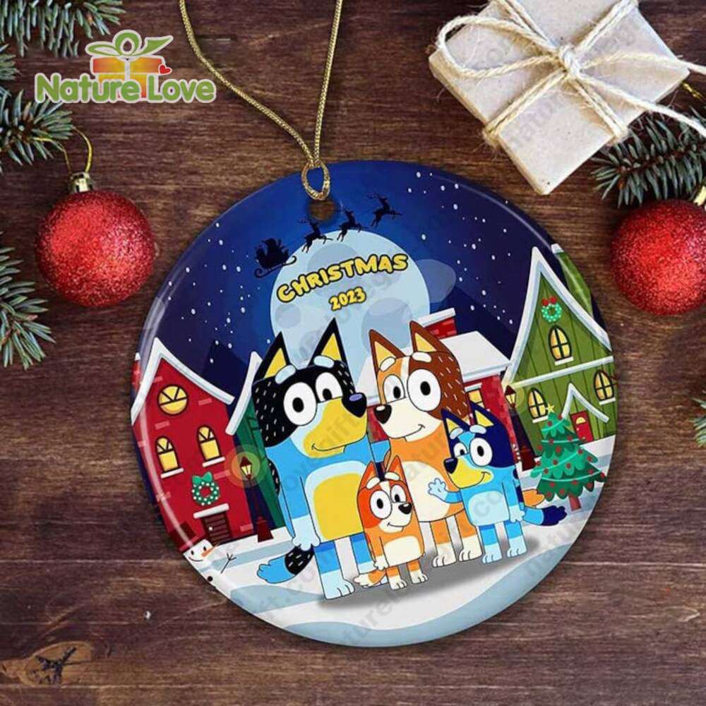 Bluey Dog Family Christmas Ornament Xmas Gift for Families