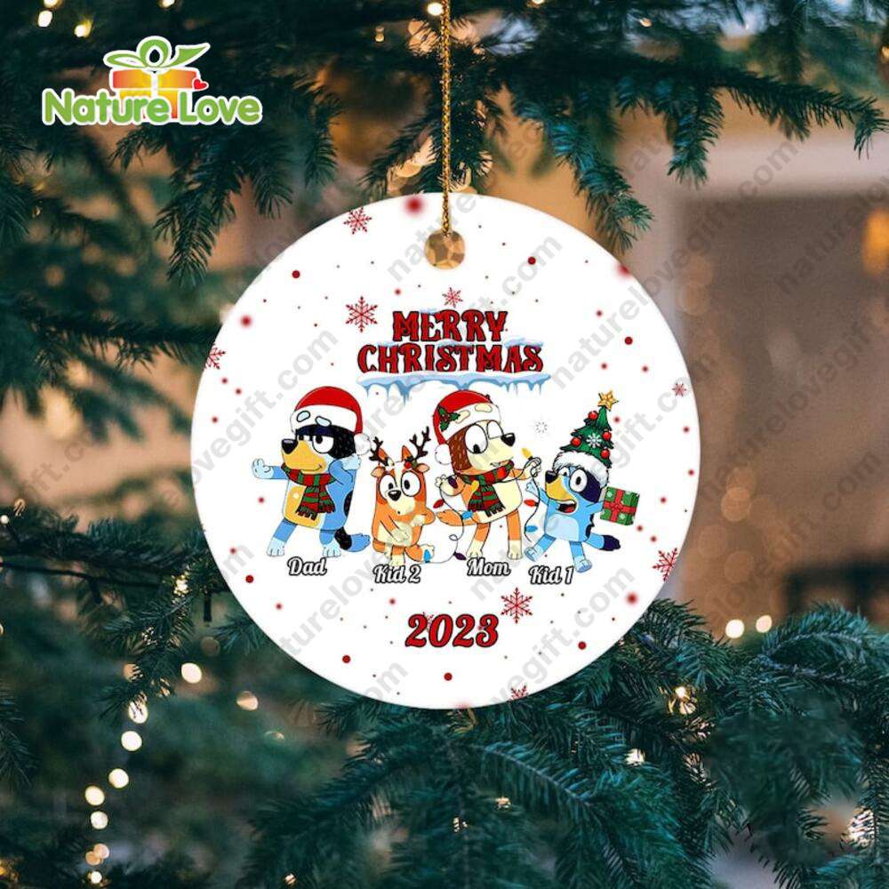 Bluey Personalized Family Ornament With Name Christmas Tree Decoration