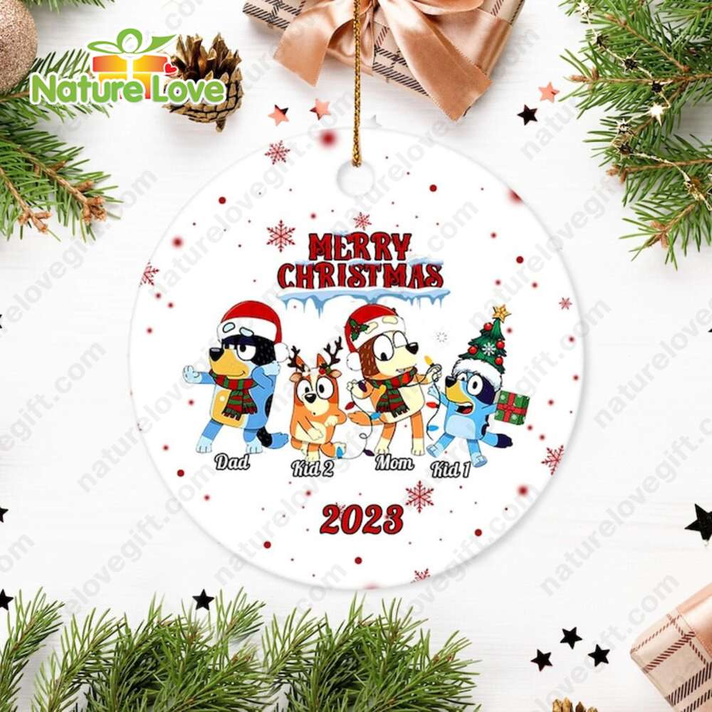 Bluey Personalized Family Ornament With Name Christmas Tree Decoration