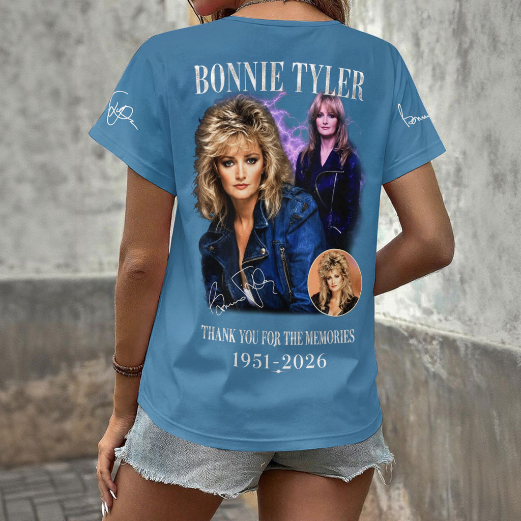 Bonnie Tyler 3D Women's V-Neck T-Shirt – HOATT20047