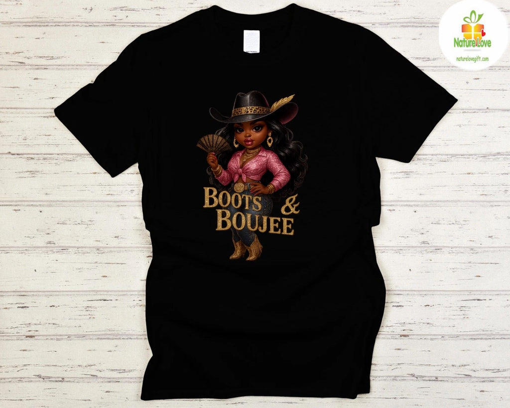 Cowgirl T-Shirt Black Boots Boujee Western Rodeo Country Tee