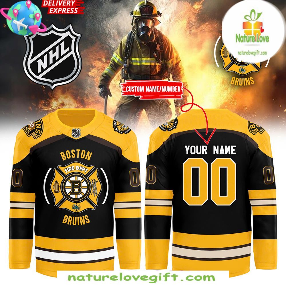 Boston Bruins Firefighter Jersey Hockey Appreciation Night