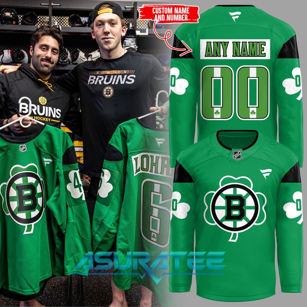 Boston Bruins Happy Saint Patrick’s Day Custom Hockey Jersey