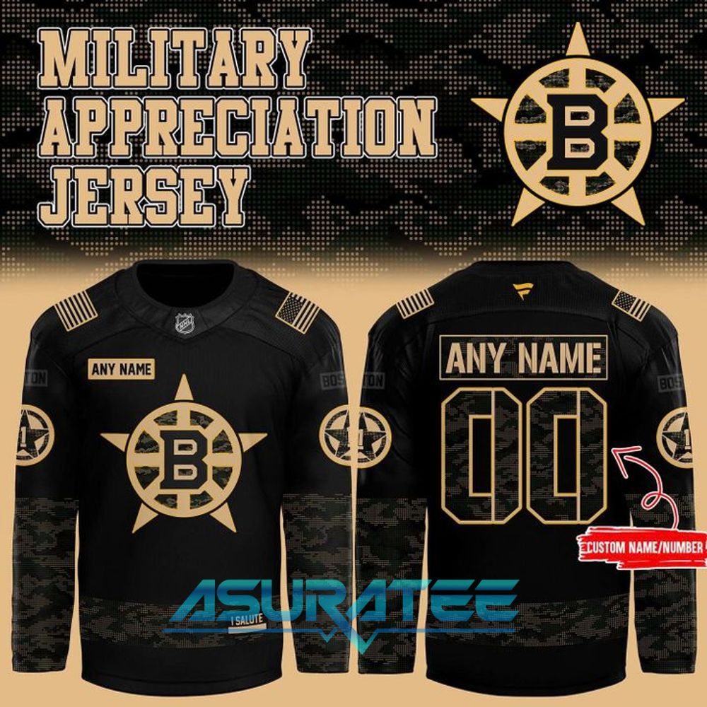 Boston Bruins Military Appreciation Night Hockey Jersey 2025