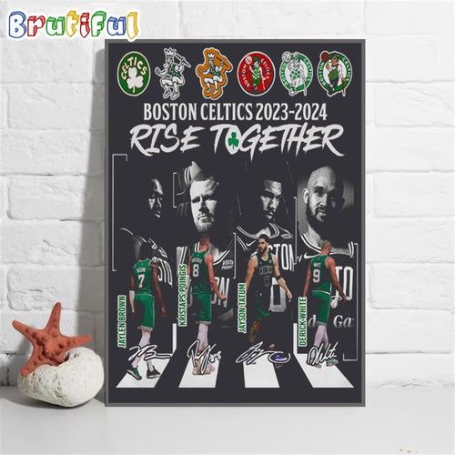 Boston Celtics 2023-2024 Rise Together Signature Wall Art Poster Canvas