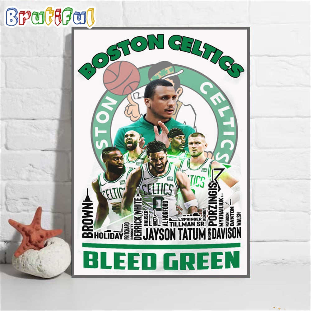 Boston Celtics Bleed Green Team Player Wall Art Poster Canvas