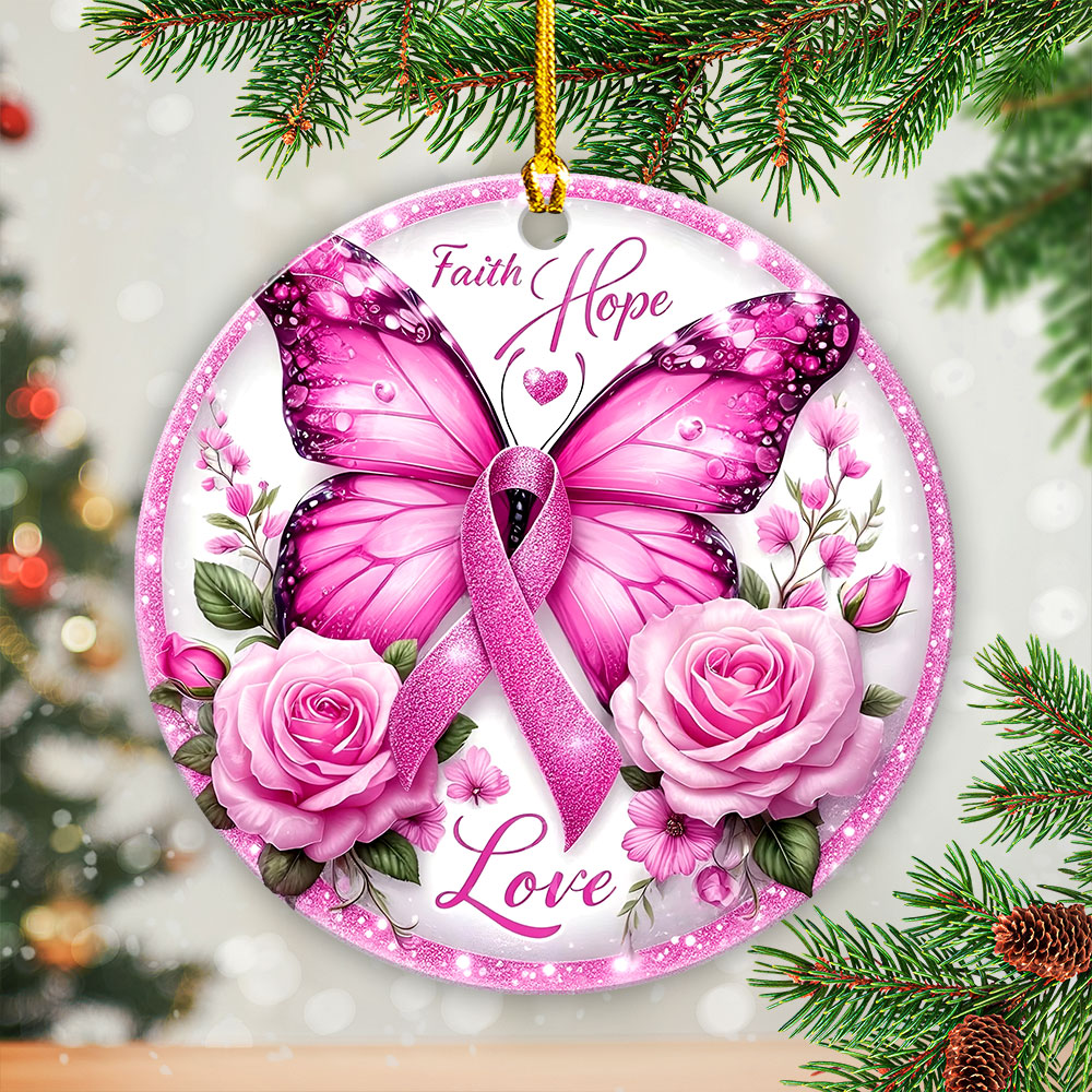 Breast Cancer Awareness Fixed Shape 2-Side Printed Acrylic Ornament – GNE 1784
