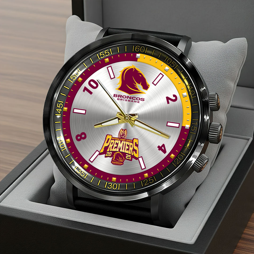 Brisbane Broncos 2025 NRL Premiers Black Stainless Steel Watch – HOATT13613