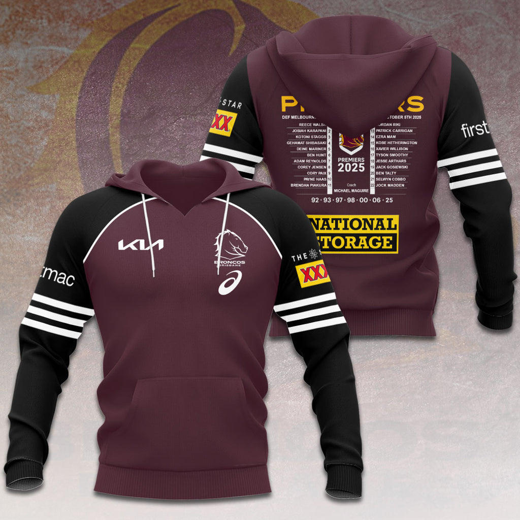 Brisbane Broncos 2025 NRL Premiers 3D Apparel – HOATT13904