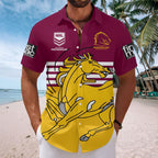 Brisbane Broncos 2025 NRL Premiers Short Sleeve Button-Down Shirt – HOATT13927