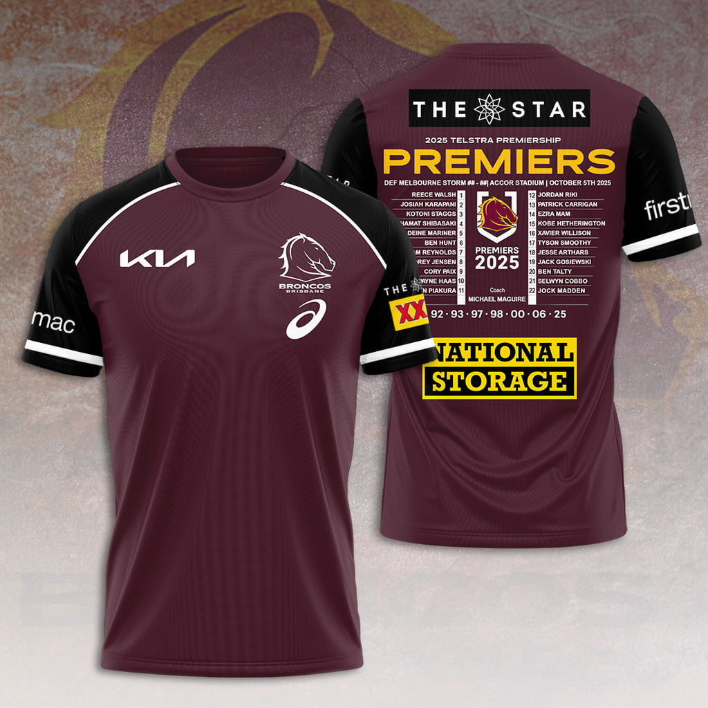 Brisbane Broncos 2025 NRL Premiers 3D Apparel – HOATT13904