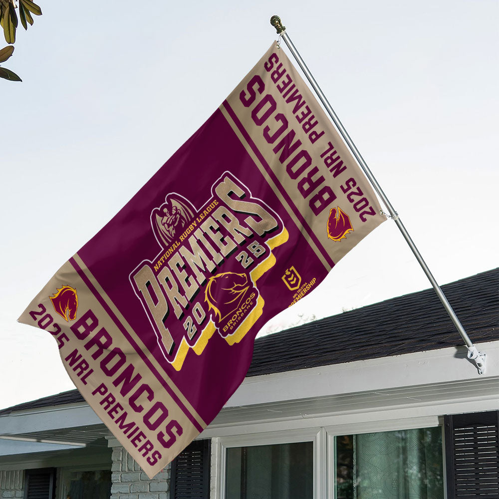 Brisbane Broncos 2025 Premiers 3D Double-side House Flag – MAITM13338
