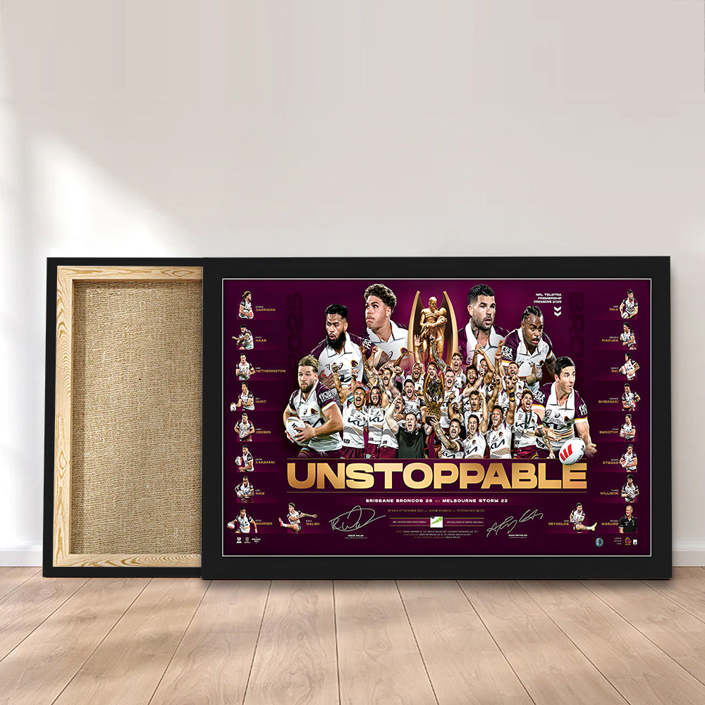 Brisbane Broncos 2025 Premiers Rectangle Canvas With Inner Frame – MAITM13191