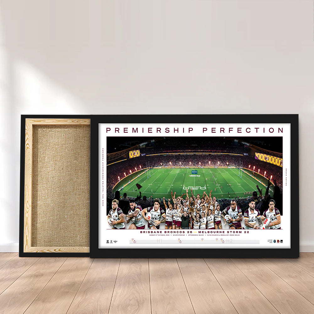 Brisbane Broncos 2025 Premiers Rectangle Canvas With Inner Frame – MAITM13251