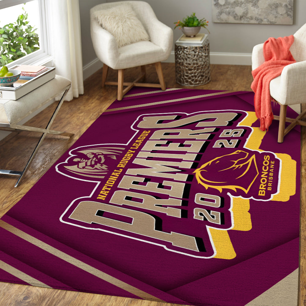 Brisbane Broncos 2025 Premiers Rectangular Rug – MAITM13345