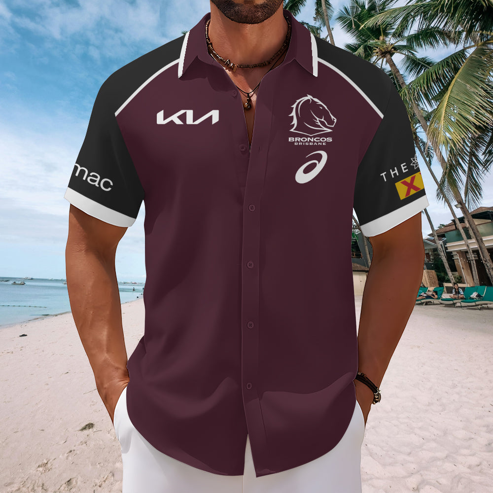 Brisbane Broncos 2025 Premiers Short Sleeve Button-Down Shirt – MAITM13298
