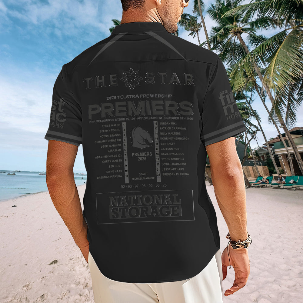 Brisbane Broncos 2025 Premiers Short Sleeve Button-Down Shirt – MAITM13343