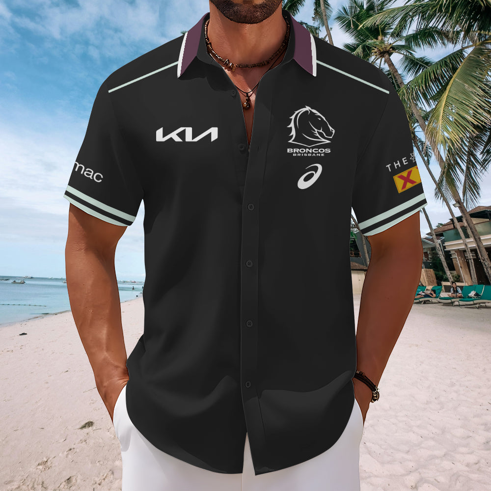 Brisbane Broncos 2025 Premiers Short Sleeve Button-Down Shirt – MAITM13460