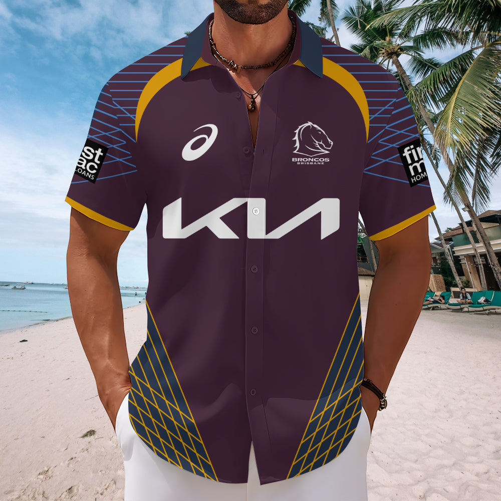 Brisbane Broncos 2025 Premiership Short Sleeve Button-Down Shirt – MAITM13521
