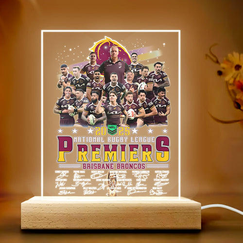 Brisbane Broncos 2025 Premiership 3D Led Light Wooden Base – TANTN17181