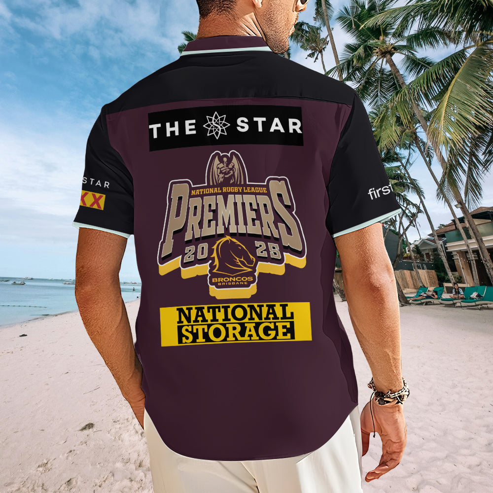 Brisbane Broncos 2025 Premiership Short Sleeve Button-Down Shirt – TANTN17703
