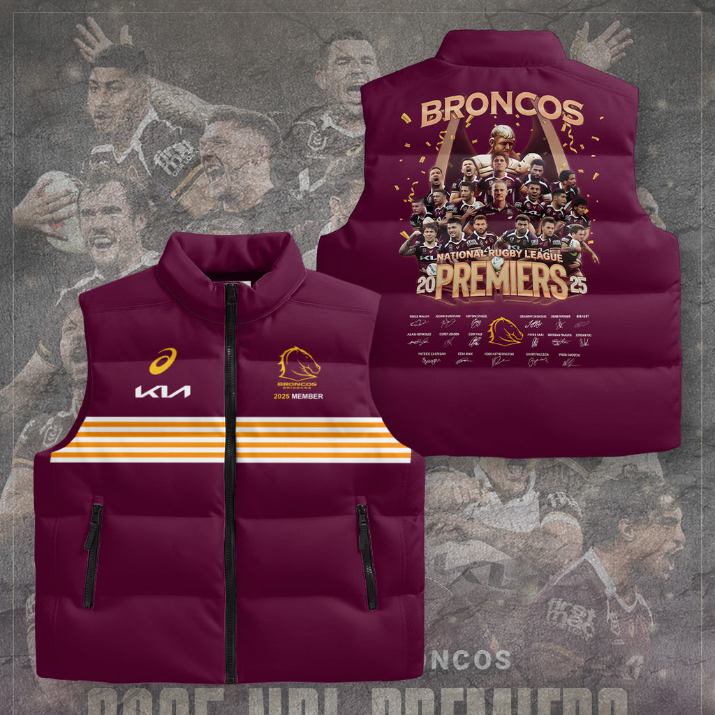 Brisbane Broncos 2025 Premiership 3D Sleeveless Down Jacket – TANTN17684