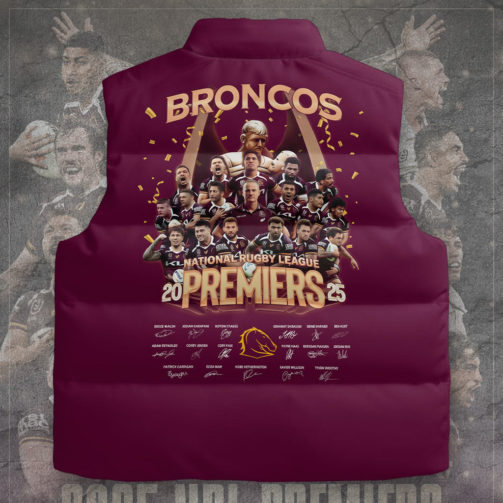 Brisbane Broncos 2025 Premiership 3D Sleeveless Down Jacket – TANTN17684