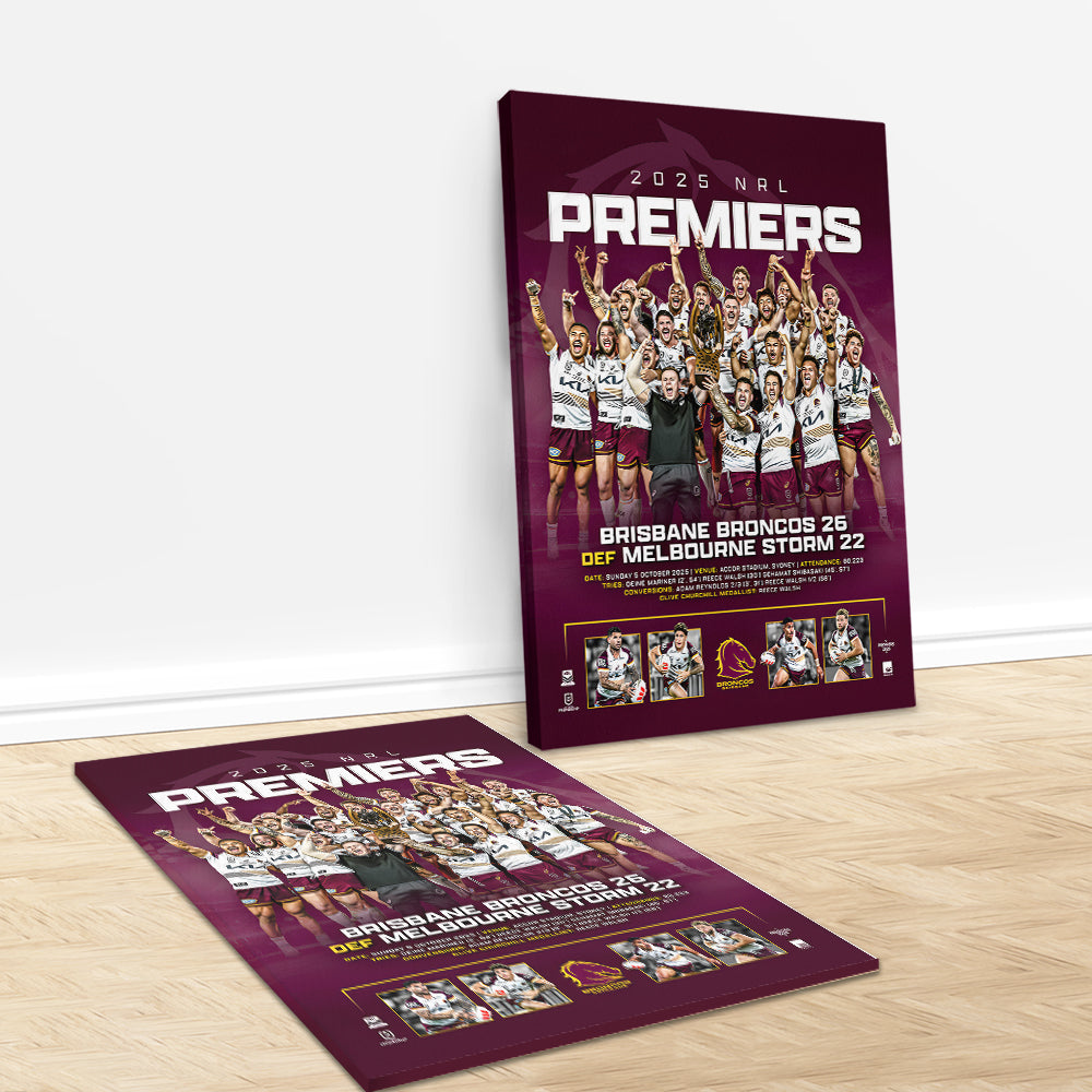 Brisbane Broncos Premiers 2025 Rectangle Canvas With Inner Frame – TANTN17893