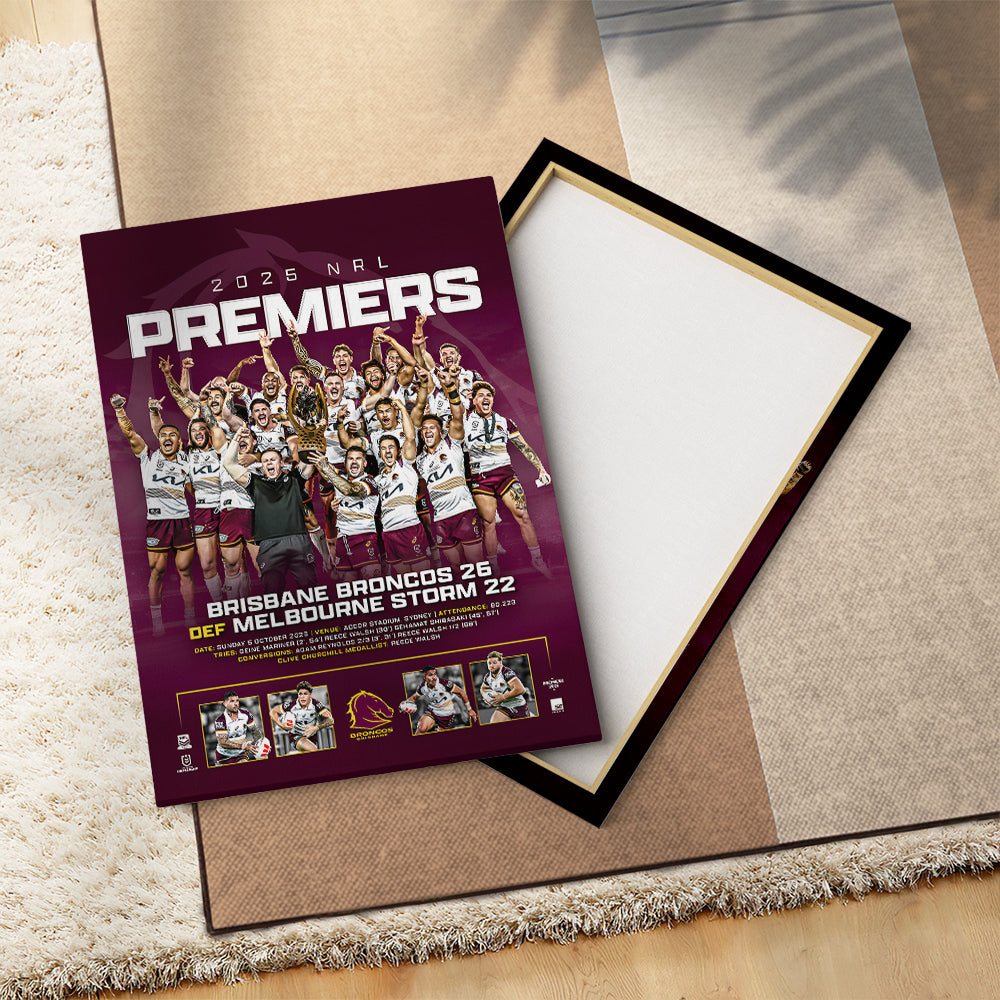 Brisbane Broncos Premiers 2025 Rectangle Canvas With Inner Frame – TANTN17893
