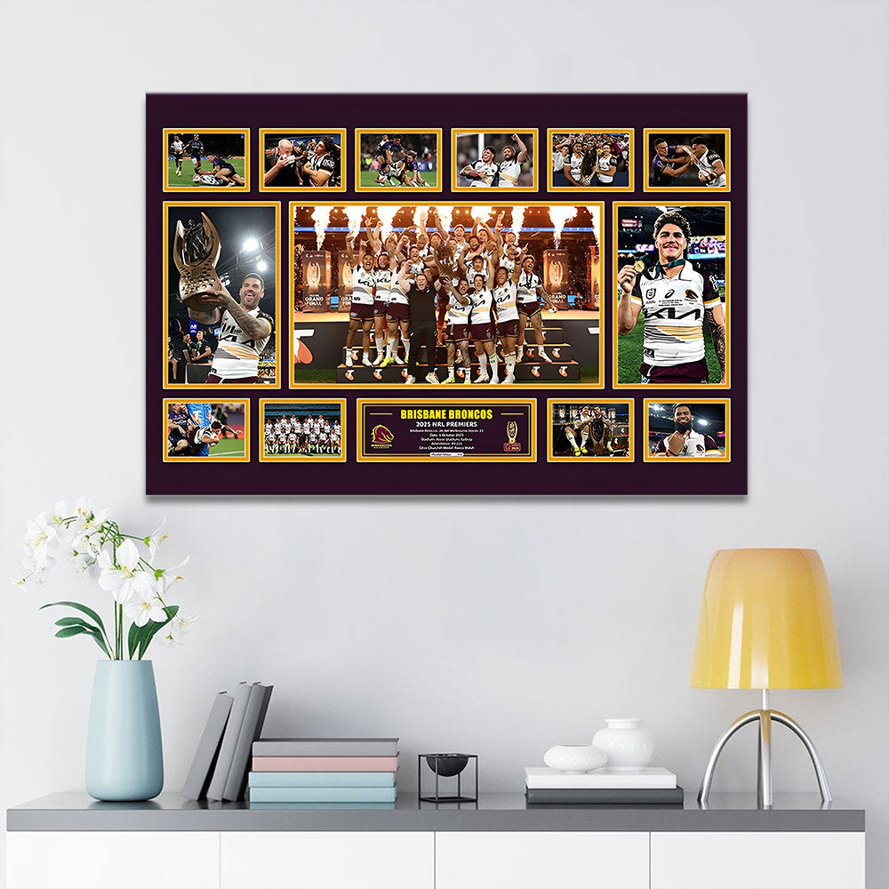 Brisbane Broncos Premiers 2025 Rectangle Canvas With Inner Frame – TANTN17901