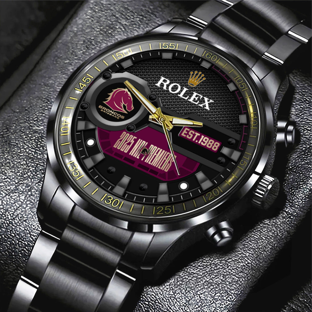 Brisbane Broncos x Rolex 2025 Premiers Black Stainless Steel Watch – MAITM13199