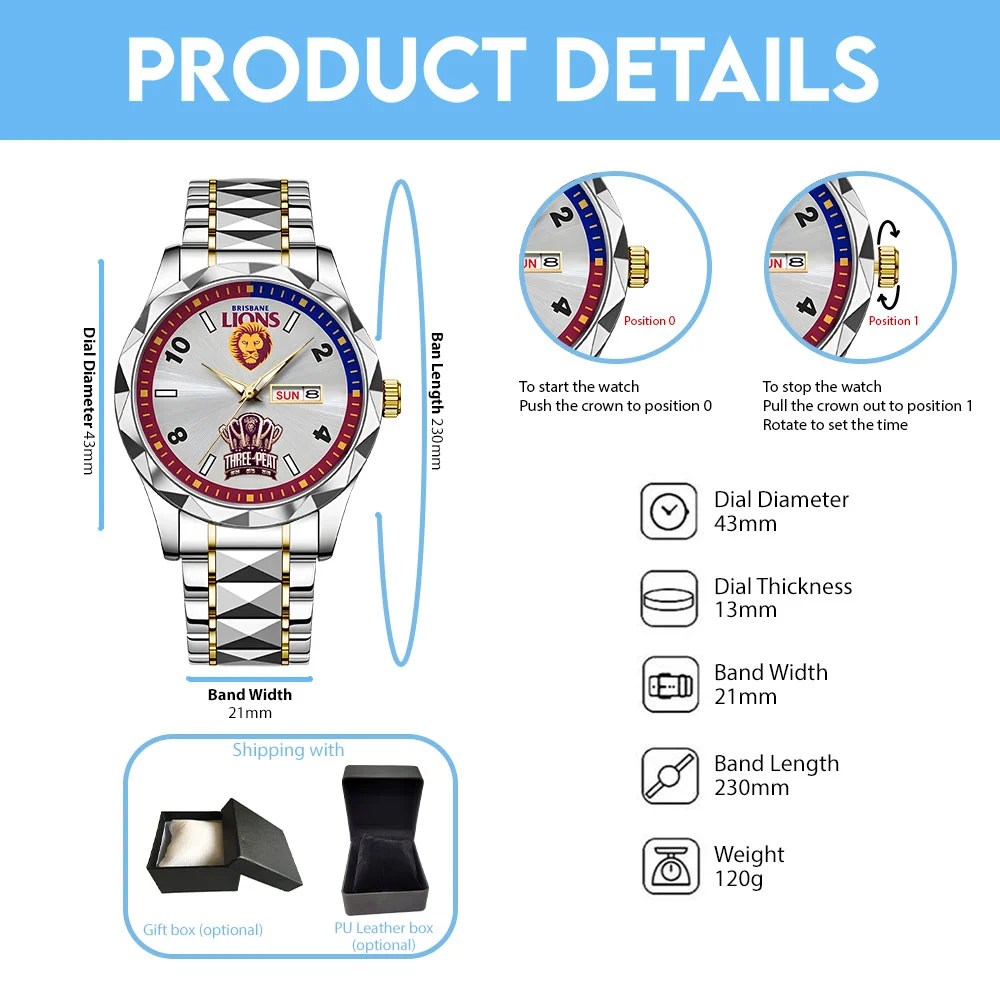 Brisbane Lions 2026 AFL Premiers Alloy Luxury Quartz Watch – TANTN25839