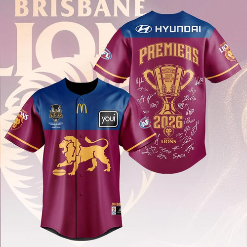 Brisbane Lions 2026 AFL Premiers Baseball Jersey – HOATT21333