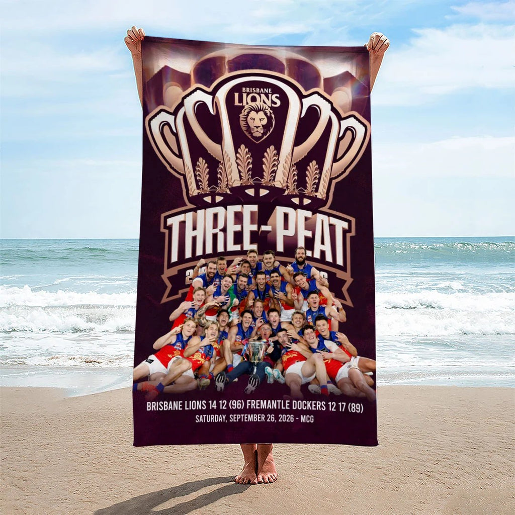 Brisbane Lions 2026 AFL Premiers Rectangle Beach Towel – HOATT21315